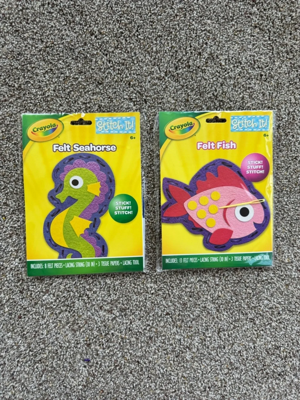 Crayola Felt Fish & Seahorse Craft Kits - Purple, Green, Yellow, Pink